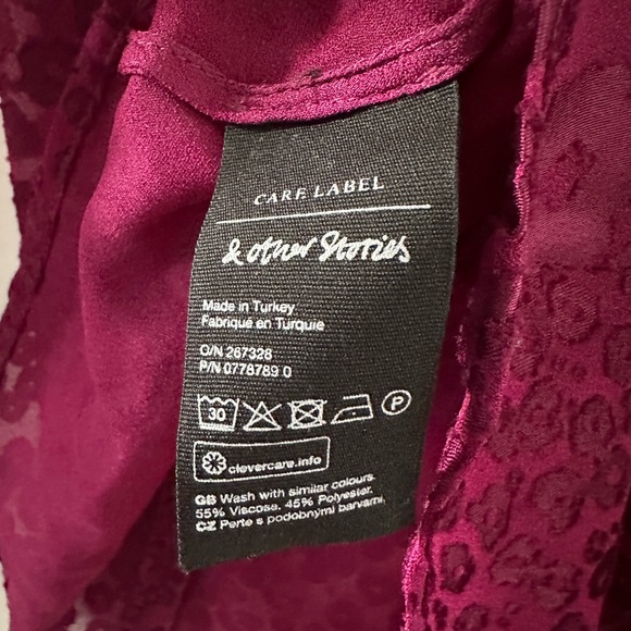 & Other Stories purple leopard print sheer puff sleeve blouse - Picture 7 of 11